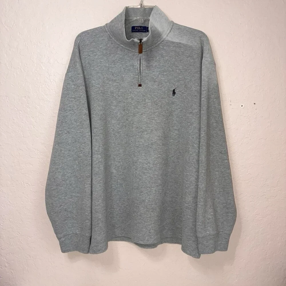 Polo Ralph Lauren Estate Rib Mens XXL‎ 1/4 Quarter Zip Pullover Sweater Cotton